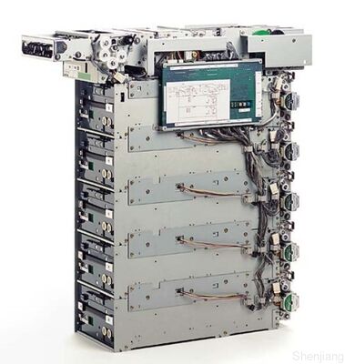 ফুজিৎসু এফ৫১০ মাল্টি ক্যাসেট মিডিয়া ডিসপেনসার ৬ টি পর্যন্ত ক্যাসেট ১৮০০০ নতুন নোটের ক্ষমতা এবং সামনের বা পিছনের পরিষেবা অ্যাক্সেস সহ